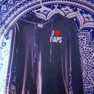 A blue hoodie